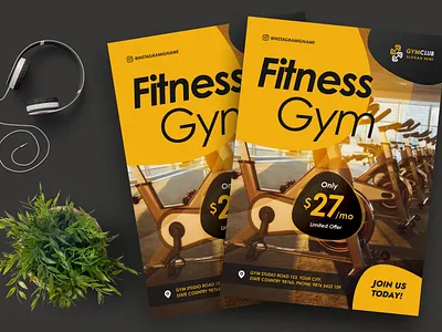 Gym Fitness Flyer Template design fitness flyer flyer design graphic design gym print design print template