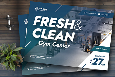 Fresh And Clean Gym Center Flyer clean design fitness flyer flyer design fresh graphic design gym print design print template