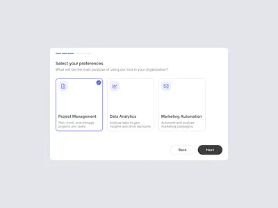 Onboarding steps choose create account cta data analytics design exploration figma light mode management marketing new account onboarding screen onboarding steps options product design select sign up ui ux web web design