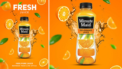 Pure and Fresh Juice Banner Design attractive banner customizable design editable free fresh photoshop pure quality ui yellow