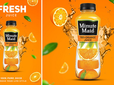 Pure and Fresh Juice Banner Design attractive banner customizable design editable free fresh photoshop pure quality ui yellow