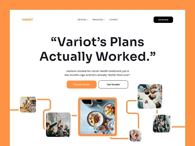 Health Industry Landing Page Design black design gray health industry landing page minimal orange ui white