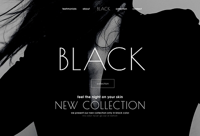Цільова сторінка для нової колекції бренду модного одягу branding dark mode design graphic design main page typografy ui we web вебдизайн.