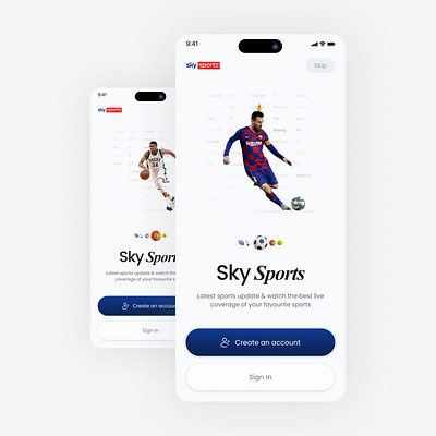 Get Started Mobile UI for Sky Sports - Onboarding Screens adobe xd animation design get started landing page mobile mobile app mobile ui sport ui uiux ux