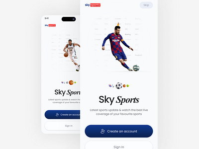 Get Started Mobile UI for Sky Sports - Onboarding Screens adobe xd animation design get started landing page mobile mobile app mobile ui sport ui uiux ux