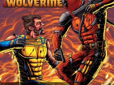 DEADPOOL & WOLVERINE apparel artwoks battle character clothing deadpool deadpool and wolverine digital art fanart illustration logan marvel marvel comics marvel studios merchendise movie mutant nft poster design wolverine