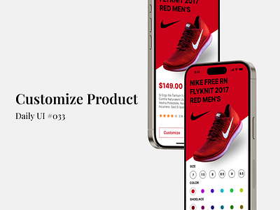 Customize Product - Daily UI #033 customize customize product daily ui figma mobile app design nike shoe ui ui design uiux uiux design