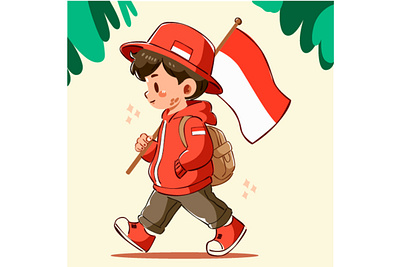 Illustration of Indonesia Independence Day anniversary background boy cartoon celebration character commemorate day event festival flag government holiday independence indonesia joy national patriot pride proclamation