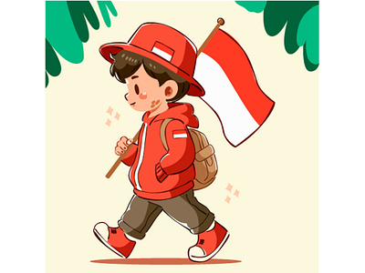 Illustration of Indonesia Independence Day anniversary background boy cartoon celebration character commemorate day event festival flag government holiday independence indonesia joy national patriot pride proclamation