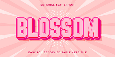 text effect blossom 3d cartoon template font