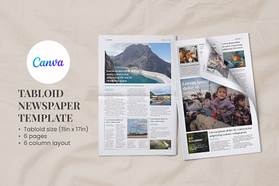 Canva Tabloid Newspaper Template advertising branding broadsheet business design graphic design newspaper tabloid template