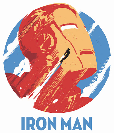 SOARING IRON MAN art deco bold branding colorful comics illustration iron man marvel retro t shirt
