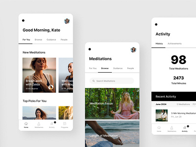 Meditation App Design app design graphic design ui user experience user interface ux