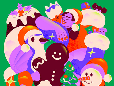 Christmas in July adobe illustrator christmas festive gift gingerbread illustration limited palette presents snowman vector illustration