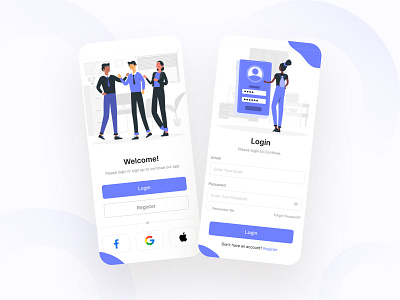 Welcome & Login App app app design design login login screen app