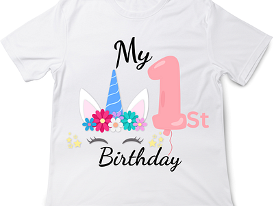 Event based tees birthday girl graphic design my 1st birthday stars unicorn