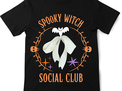 Halloween tees bats bow graphic design halloween social club spooky witch