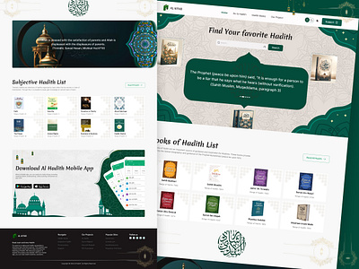 Islamic Al Hadith Website ReDesign alhadithwebsite alkitablandingpage branding designthingking figmadesign inspiration islamicdesign productdesign ui uidesigninspiration uiuxdesign