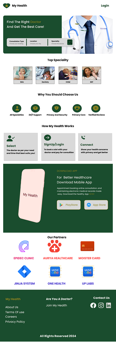 Hospital Landing Page design hospital landing page ui uiux ux