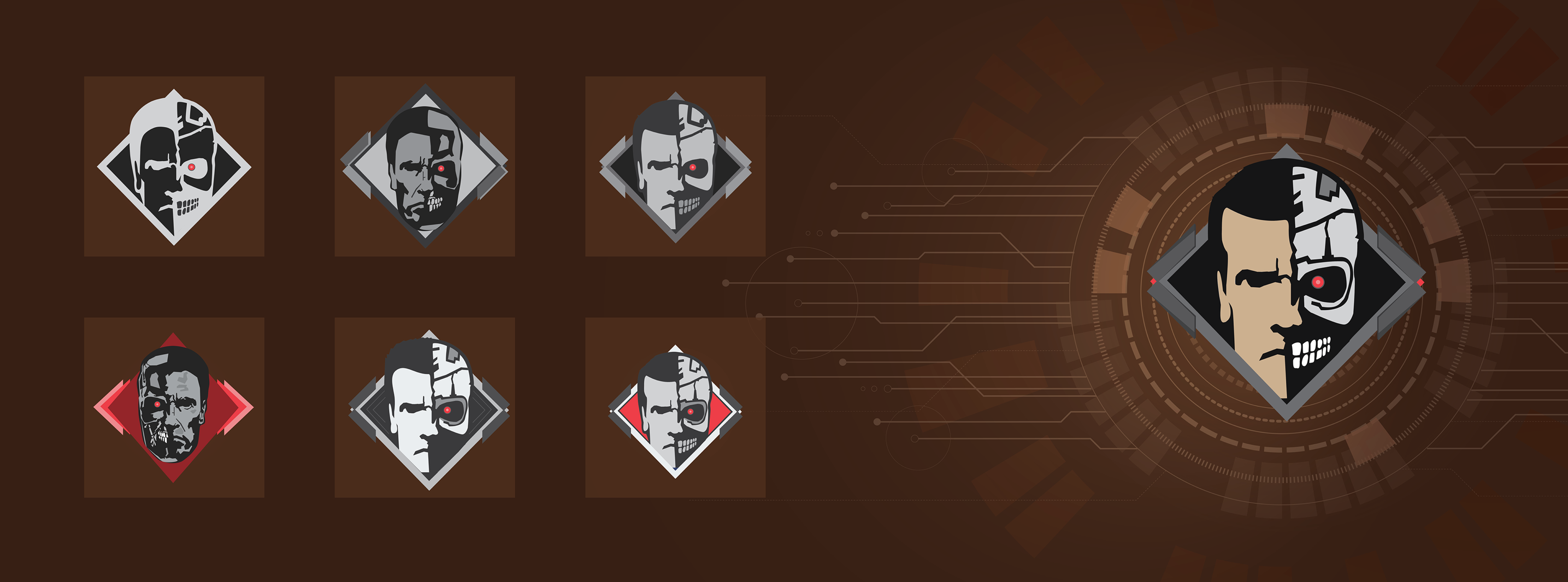 Badge design badge game logo terminator