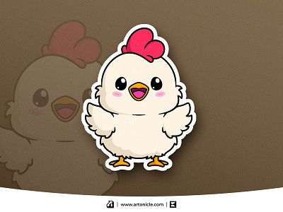 Cute Chicken - Character Mascot chibi chicken chicken illustration illustration kawaii chicken smiling chicken