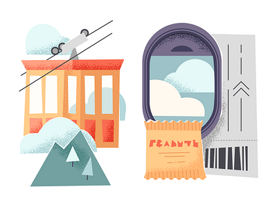 Illustration set abstract attractions bathtub illustration illustrator music paper procreate records scenery self care travel vector