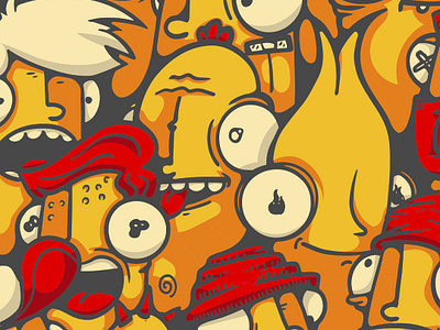 yellow cartoon characters cartoon characters colors comic doodle funny heads yellow