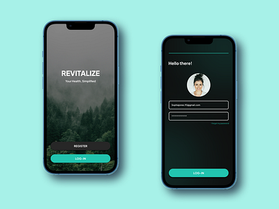 Revitalize: Login exploration darkmode healthcare mobile ui ux