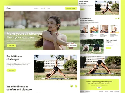 Fitect - Fitness Website fitness coaching fitness landing page fitness tracker fitness website gym landing page gym website homepage landing page meditation landing page meditation webdesign responsive design ui design user interface visual design workout website