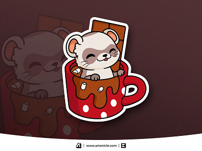 Chocolaty Ferret - Character Mascot chibi ferret chocolate chocolate illustration cute ferret ferret mascot illustration kawaii ferret