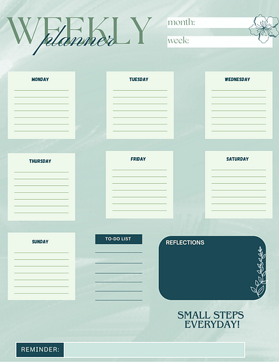 Weekly Planner aesthetic branding customize graphic design planner