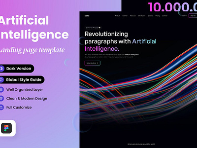 Artificial Intelligence Landing Page ai artificial banner computer concept digital illustration information intelligence internet landing learning network page smart technology template vector web website