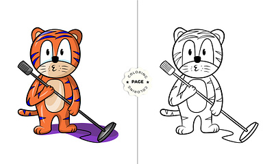 The Tiger Is Happily Singing character coloring page mascot