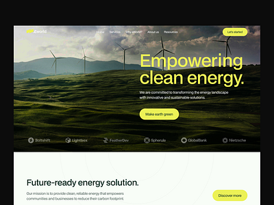 Green energy website branding clean design graphic design graphics green energy illustration logo minimalistic modern motion graphics ui ui ux uiux uiuxdesign ux webdesign website