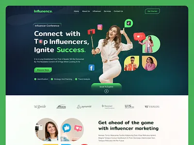 Creative Influencer Marketing Website Design artificial intelligence blog blogger design fashion homepage influencers instagram interface marketing minimalist model orange sass landing page social social media marketing ui ux website design youtubers