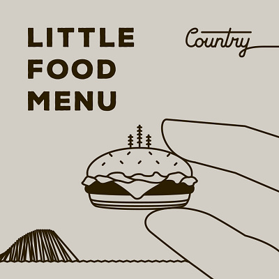 Country Little Menu Illustration brand branding burger contrey finger forest hand illustration island little logo logotype menu retro tree vintage