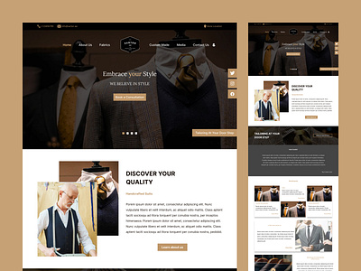 Sartor - Tailors Website beige clothes design fashion landing page mens clothing minimalist tailor tailoring ui ux web web design website website design