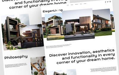 EleganLiving - modern house design 3d architect branding design figma home landing page design mockup ui user interface ux web design