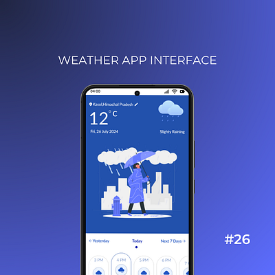 Daily UI Day-26/100:Weather App Interface dailyui day 26 design designchallenge designing illustration ui uiuxdesign ux visual design