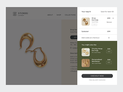 Storri London | Checkout Page branding cart checkout creative design digital graphic design icon jewellery logo logomark minimalist ui vector web webdesign