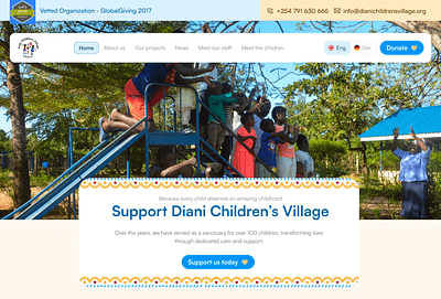 Diani Children's Village Landing page children community design kenya open source orphanage ui ux