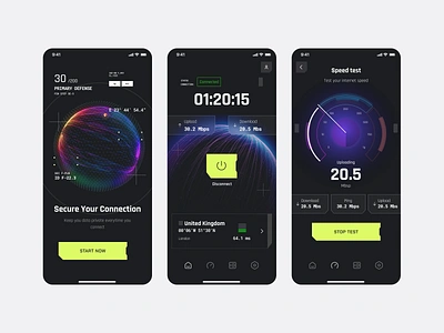 VPN App - UC280720241304 app design application design clean cyberpunk futuristic ios mobile mobile app modern product design react saas sci fi software technology ui ux vpn