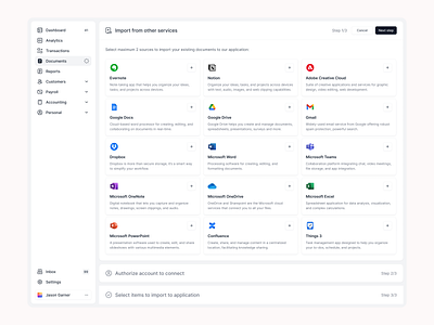 Import From Other Sources app design apps import integration onboarding screens set up steps ui ui design ux ux design web design