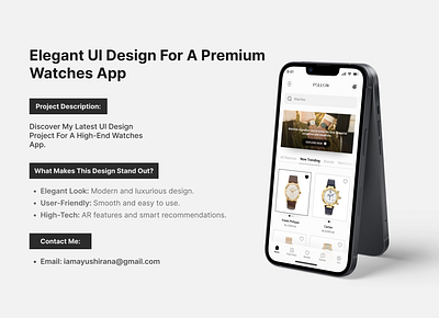 Watches Mobile App Design appdesign branding design dribbble figma graphic graphic design logo luxury mobileapp pinterest programmong ui uiux vector watch