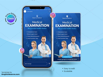 Medical Examination Instagram Story Layout Canva canva social media marketing canva social media post facebook ad design template instagram ad canva template medical instagram post medical social media post