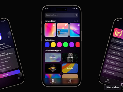 Pixie - Smart Watch Wallpaper App animation app app design category color dark theme faces gradient graphic design home minimal motion graphics pricing setting smart watch ui wallpaper
