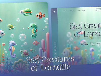 🌊 Welcome to the Sea Creatures of Loradille! 🌊 3d design illustration nft ocean sea sea creatures ui ux web webdesign website design