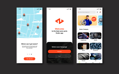 Mobile App - Auto Parts Finder 3d animation app design auto mobile app auto parts app auto parts mobile app branding graphic design logo mobile mobile app mobile app design mobile ui motion graphics parts app ui ui design uiux