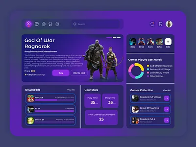 Gaming Dashboard Web UI Design graphic design interface deign mobile deisgn ui uiux web design