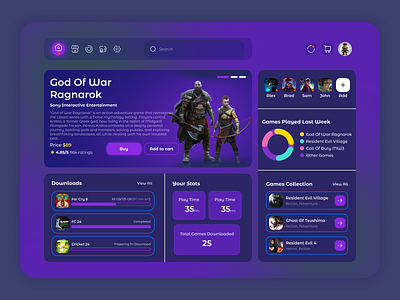 Gaming Dashboard Web UI Design graphic design interface deign mobile deisgn ui uiux web design